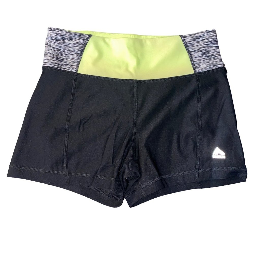 RBX Perform Active Shorts Black Neon Yellow Pocket Medium Womens Gym Workout